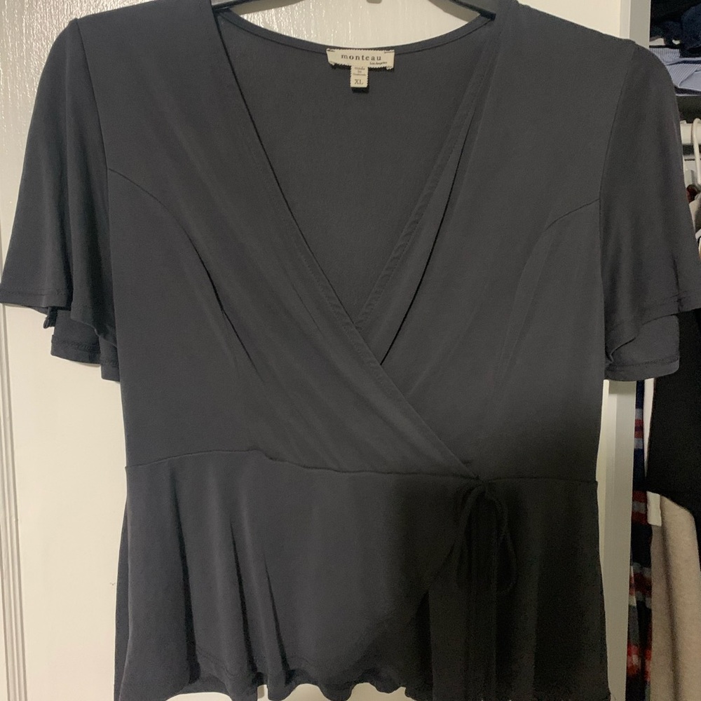 Charcoal gray peplum top